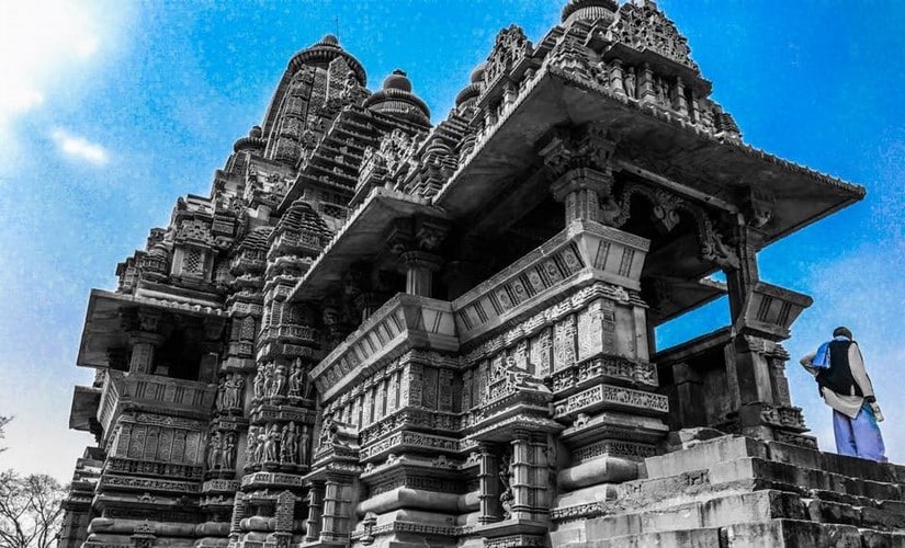 From a distance, the sandstone temples look like they were erected out of wood, such is the architectural marvel. A closer look uncovers all kinds of material truths densely told in turrets and panels of sandstone. Firstpost/ Pallavi Rebbapragada