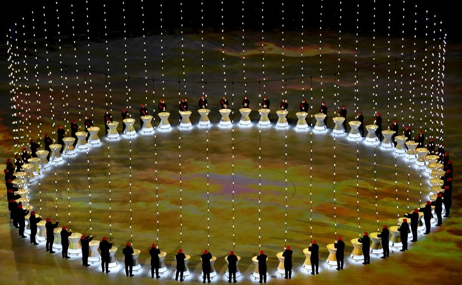 A view of the performers during the opening ceremony. Reuters A view of the performers during the opening ceremony. Reuters