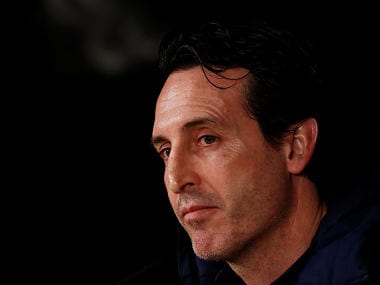 Soccer Football - Champions League - Paris St Germain Press Conference - Santiago Bernabeu, Madrid, Spain - February 13, 2018 Paris Saint-Germain coach Unai Emery during the press conference REUTERS/Juan Medina - RC17857DE3B0