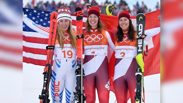 Winter Olympics 2018: Michelle Gisin pips Mikaela Shiffrin to gold in alpine combined as Lindsey Vonn fails to finish in slalom