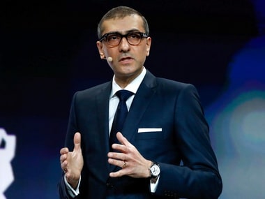 Rajeev Suri, Nokia's President and Chief Executive Officer, speaks during the Mobile World Congress. Image: Reuters