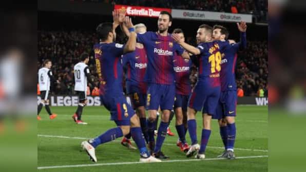 Copa del Rey: Luis Suarez gives Barcelona edge over Valenica in semi-final first leg; Leganes draw against Sevilla