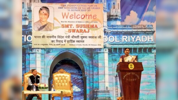 Sushma Swaraj arrives in Riyadh for 3-day visit, to inaugurate Janadriyah festival today