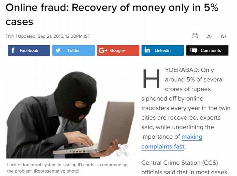Online fraud. Image courtesy: The Times of India