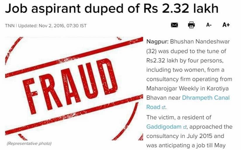 Fraud. Image credit: The Times of India