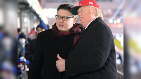 What nuclear war? Donald Trump and Kim Jong-un lookalikes make peace at cold Winter Olympics opening ceremony