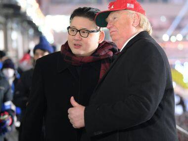 What nuclear war? Donald Trump and Kim Jong-un lookalikes make peace at cold Winter Olympics opening ceremony