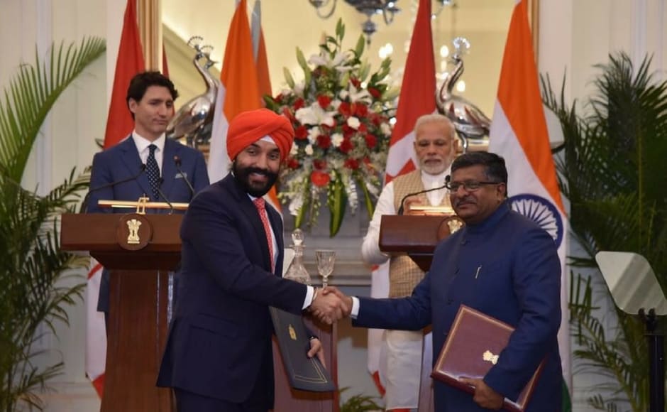 A joint declaration for enhancing Cooperation in the field of Information and Communications Technology and Electronics between India and Canada was also exchanged between Ravi Shankar Prasad and his Canadian counterpart Navdeep Bains. Twitter@MEAIndia A joint declaration for enhancing Cooperation in the field of Information and Communications Technology and Electronics between India and Canada was also exchanged between Ravi Shankar Prasad and his Canadian counterpart Navdeep Bains. Twitter@MEAIndia