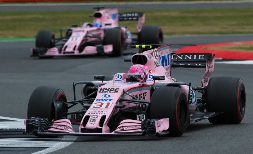 The Force India cars during the British Grand Prix of the Formula 1 2017 season - Esteban Ocon (front) & Sergio Perez (back). Reuters