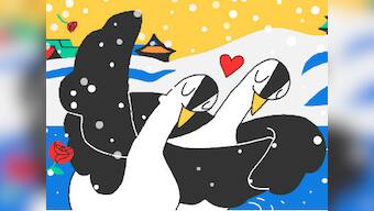 Google Doodles into the sixth day with figure skating grebes to mark Valentine's Day