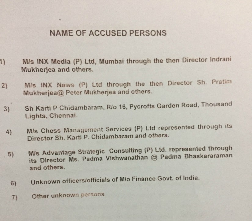 List of accused persons in the case. Image courtesy: Yatish Yadav