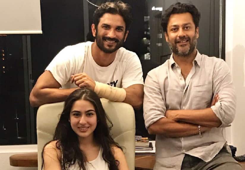 Sushant Singh Rajput, Sara Ali Khan and Abhishek Kapoor. Image from Twitter/@itsSSR