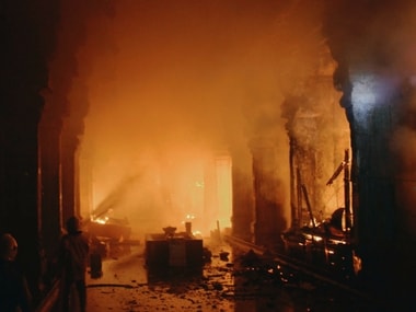  Major fire broke out destroying atleast 30 shops located inside the East Tower of the Meenakshi Amman Temple in Madurai on Friday. PTI