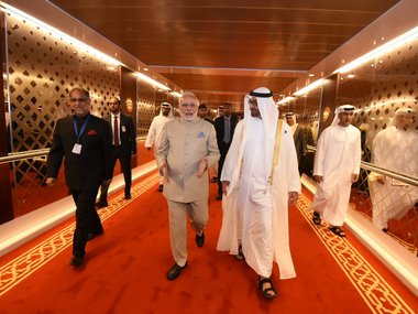 Narendra Modi meets Crown Prince of Abu Dhabi; India, UAE sign five agreements Narendra Modi meets Crown Prince of Abu Dhabi; India, UAE sign five agreements