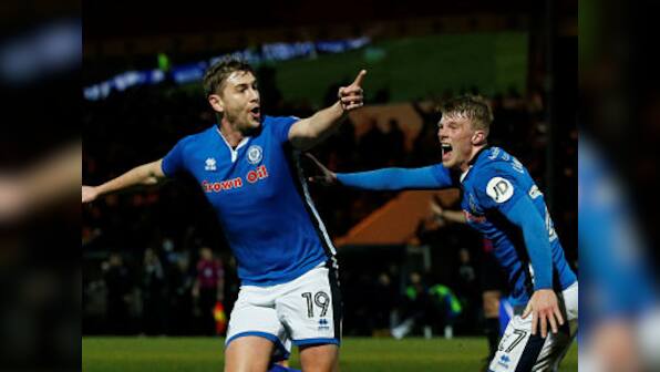 FA Cup: Rochdale's Steve Davies scores stoppage-time equaliser to earn draw with Tottenham Hotspur