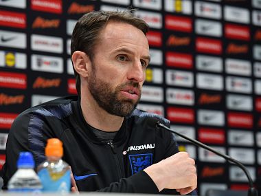 England's manager Gareth Southgate attends a press conference following a training session at Tottenham Hotspur's training ground in north London on March 26, 2018, ahead of their international friendly football match against Italy. / AFP PHOTO / Ben STANSALL / NOT FOR MARKETING OR ADVERTISING USE / RESTRICTED TO EDITORIAL USE