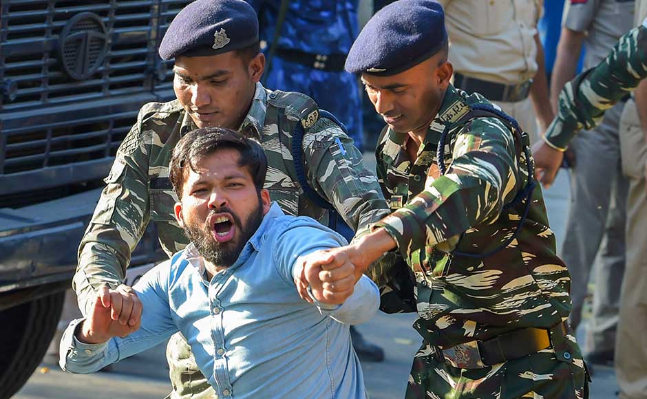 The protest led by IYC chief Amrinder Singh Raja began from the IYC headquarters on Raisina Road. The activists, however, were stopped by police while marching towards the Prime Minister's Office (PMO). The protest led by IYC chief Amrinder Singh Raja began from the IYC headquarters on Raisina Road. The activists, however, were stopped by police while marching towards the Prime Minister's Office (PMO).