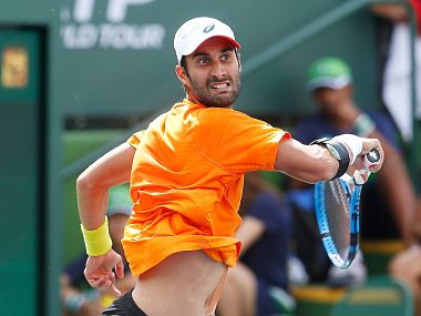 Yuki Bhambri in action against Sam Querry. Image courtesy: Facebook BNP Paribas Open