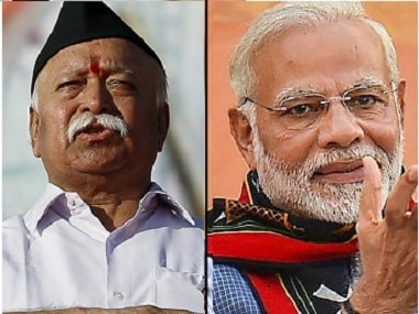 File image of RSS chief Mohan Bhagwat and Prime Minister Narendra Modi. PTI