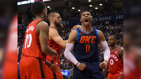 NBA: Russell Westbrook nets fifth straight triple-double as Thunder beat Raptors; James Harden stars in Rockets' win