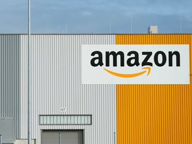 Amazon logo on a newly opened logistics centre. Image: Reuters