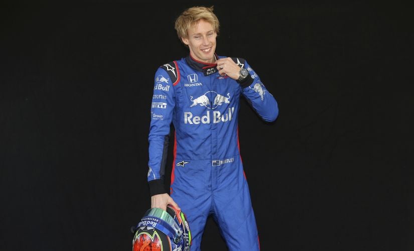 Toro Rosso driver Brendon Hartley of New Zealand poses for a photo at the Australian Formula One Grand Prix in Melbourne. AP