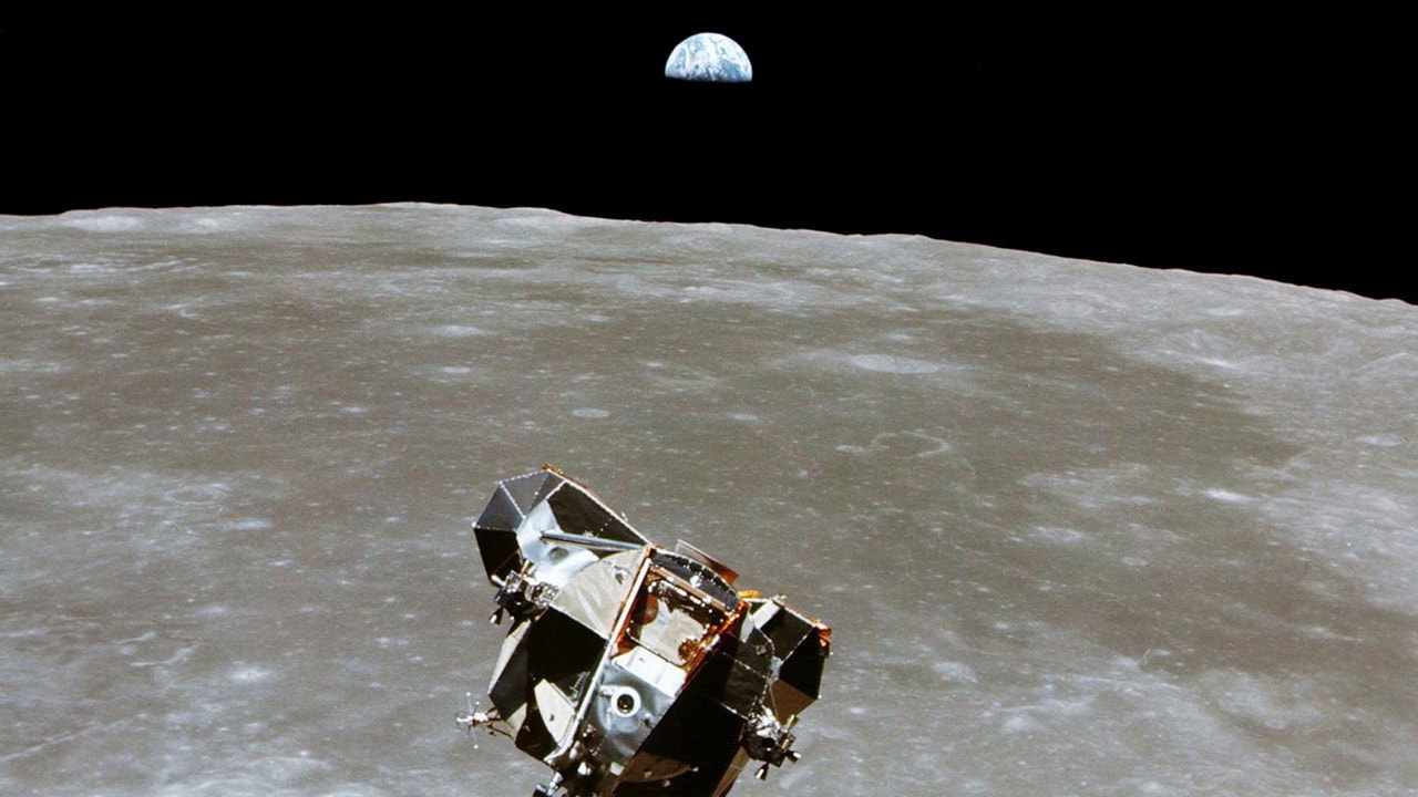 The Apollo 11 Lunar Module ascent stage, with astronauts Neil Armstrong and Edwin Aldrin aboard, as seen from the Apollo 11 Command Module in this July 1969 photo was captured by astronaut Michael Collins. Image: NASA