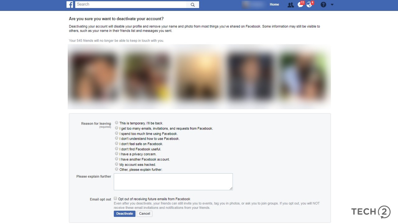 Even deactivating your Facebook account is an emotional affair.