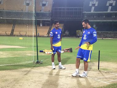 IPL 2018: MS Dhoni, N Srinivasan reunite during Chennai Super Kings' training session at Chepauk IPL 2018: MS Dhoni, N Srinivasan reunite during Chennai Super Kings' training session at Chepauk