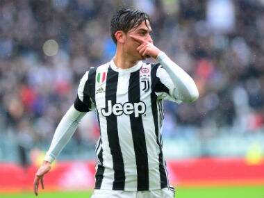 Juventus's Paulo Dybala celebrates scoring their first goal against Udinese. Reuters
