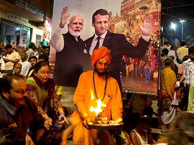 Narendra Modi, Emmanuel Macron inaugurate UP's biggest solar power plant, take boat ride in Varanasi Narendra Modi, Emmanuel Macron inaugurate UP's biggest solar power plant, take boat ride in Varanasi