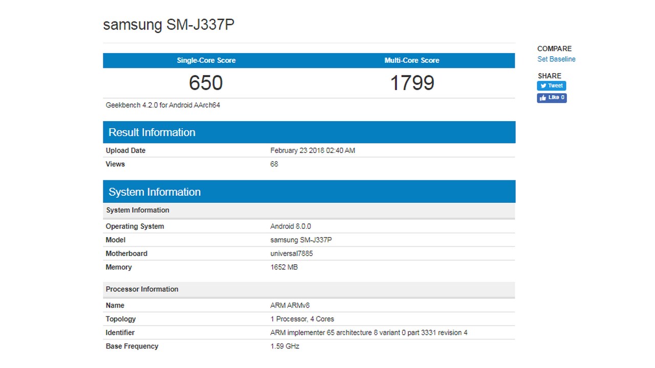 2018 Galaxy J3 Pro listed on GeekBench