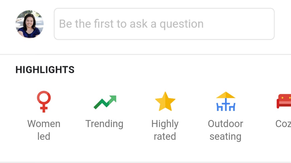 Google Maps showing Led by women feature.