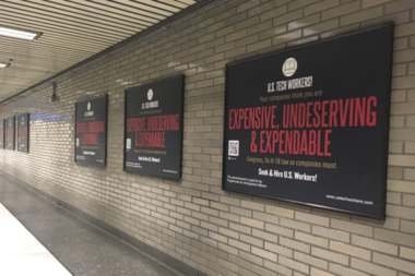 Anti-H1B posters in Bay Area BART trains product of 'year-long' strategy, confirms ad buyer Anti-H1B posters in Bay Area BART trains product of 'year-long' strategy, confirms ad buyer