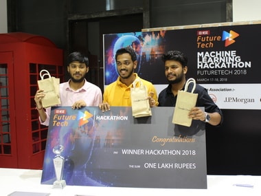 The winners of NSE FutureTech 2018 Machine Learning Hackathon were The Matrix comprising of Nikhil Lobo, Manish K., Subhnesh Kumar and Prashant.