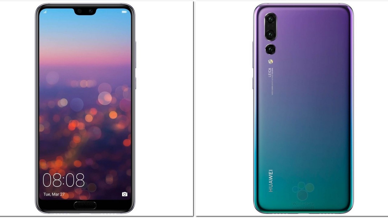 The Huawei P20 and P20 Pro will be available in a unique Twilight Purple colour variant. Image: Winfuture 