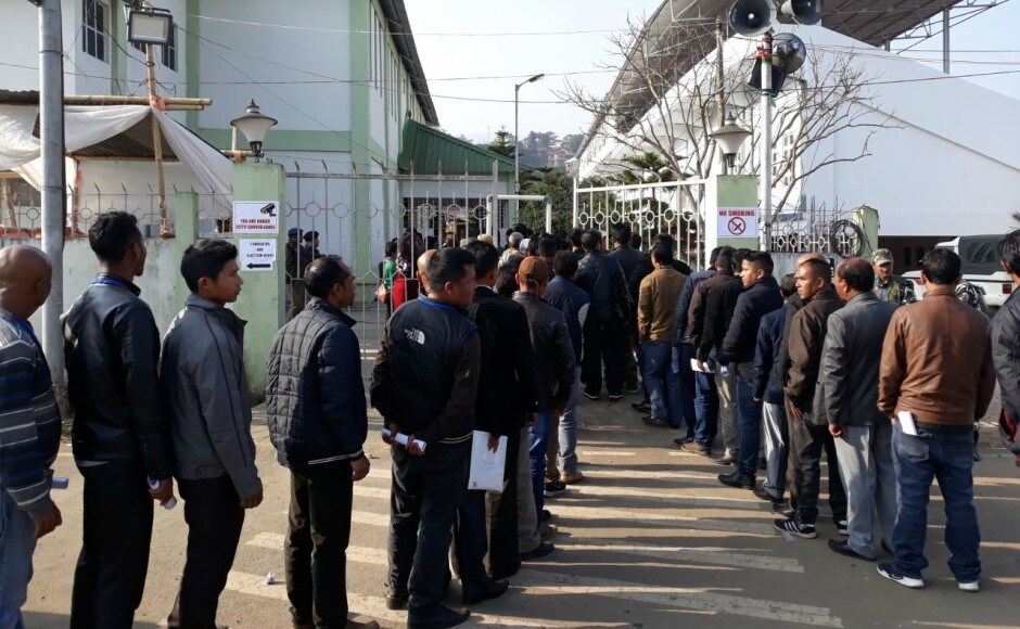 Counting for as many as 15 constituencies will be taken up at JN Sports Complex, Poo, Shillong. Polling agents from different parties queue up to enter the counting hall. Kyrmenlang Uriah/101Reporters Counting for as many as 15 constituencies will be taken up at JN Sports Complex, Poo, Shillong. Polling agents from different parties queue up to enter the counting hall. Kyrmenlang Uriah/101Reporters