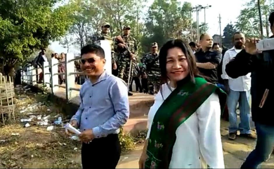 Congress candidates Zenith Sangma (contesting from Rangsakona Assembly constituency) and his wife Sadhiarani Sangma (Gambegre Assembly constituency) arrive at the counting centre in Tura, Meghalaya. Saidul Khan/101Reporters Congress candidates Zenith Sangma (contesting from Rangsakona Assembly constituency) and his wife Sadhiarani Sangma (Gambegre Assembly constituency) arrive at the counting centre in Tura, Meghalaya. Saidul Khan/101Reporters