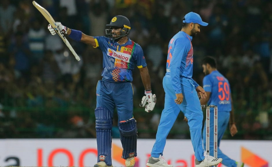 Though India found a breakthrough in the 2nd over of the innings, Kusal Perera's onslaught left the Indian bowlers clueless as he plundered his way to 66 off just 37 deliveries. AP Though India found a breakthrough in the 2nd over of the innings, Kusal Perera's onslaught left the Indian bowlers clueless as he plundered his way to 66 off just 37 deliveries. AP