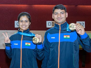 ISSF World Cup: Manu Bhaker wins 10m Air Pistol mixed team event with Om Prakash Mitharval for her second gold ISSF World Cup: Manu Bhaker wins 10m Air Pistol mixed team event with Om Prakash Mitharval for her second gold