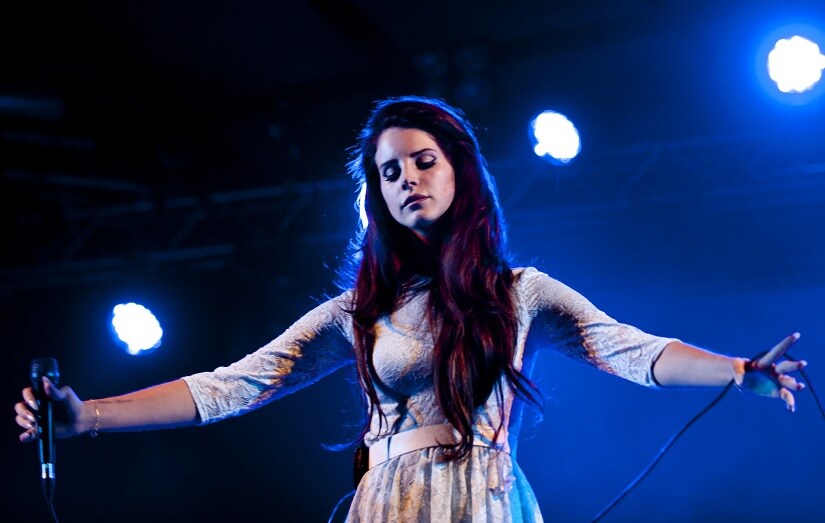 Lana Del Rey live at a concert. Image via Twitter