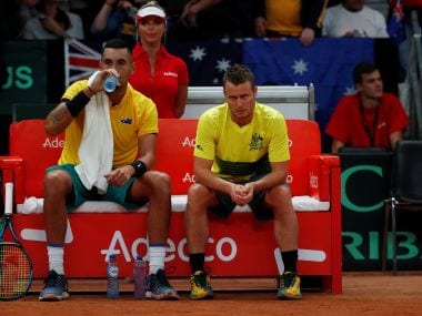 File photo of Australia captain Lleyton Hewitt and  Nick Kyrgios during a Davis Cup match. Reuters 