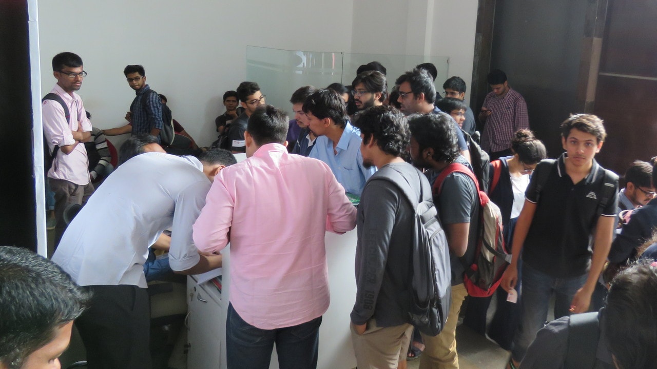 Participants queue for registration ahead of the start of the Hackathon at The Garage Participants queue for registration ahead of the start of the Hackathon at The Garage