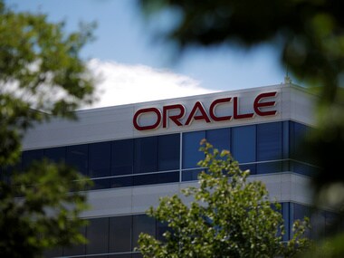 Oracle logo seen on a building. Image: Reuters