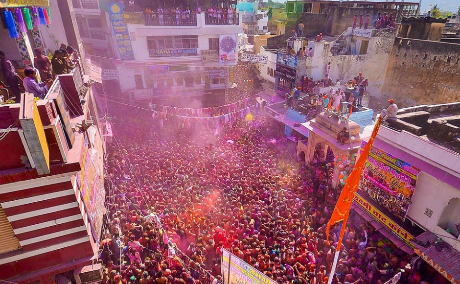 Holi, the festival of colours, was celebrated across India with traditional fanfare and gaiety on Friday. PTI Holi, the festival of colours, was celebrated across India with traditional fanfare and gaiety on Friday. PTI