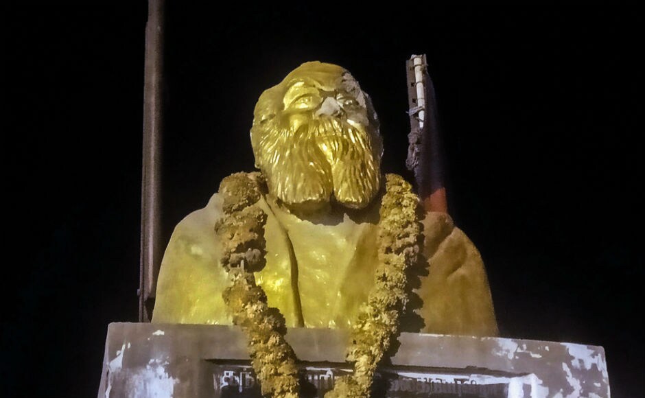 On late Tuesday night, statue of EV Ramasamy, commonly known as 'Periyar', was vandalised in Tamil Nadu's Vellore district. The police later arrested two people in relation to the crime. The act of vandalism came just hours after BJP leader in Tamil Nadu H Raja tweeted encouraging vandalism of Periyar statues. PTI On late Tuesday night, statue of EV Ramasamy, commonly known as 'Periyar', was vandalised in Tamil Nadu's Vellore district. The police later arrested two people in relation to the crime. The act of vandalism came just hours after BJP leader in Tamil Nadu H Raja tweeted encouraging vandalism of Periyar statues. PTI