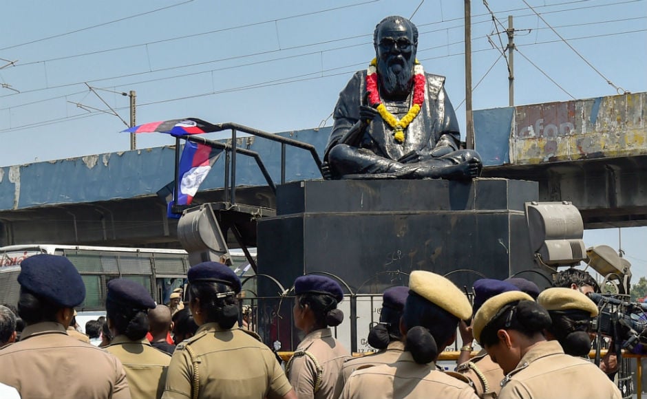 Following the incident, the Tamil Nadu police increased security to the leader statue across the state. Political leaders including Amit Shah, Narendra Modi condemned the act. The BJP worker who was reportedly involved in stoning Periyar's statue has been expelled by the party. PTI Following the incident, the Tamil Nadu police increased security to the leader statue across the state. Political leaders including Amit Shah, Narendra Modi condemned the act. The BJP worker who was reportedly involved in stoning Periyar's statue has been expelled by the party. PTI