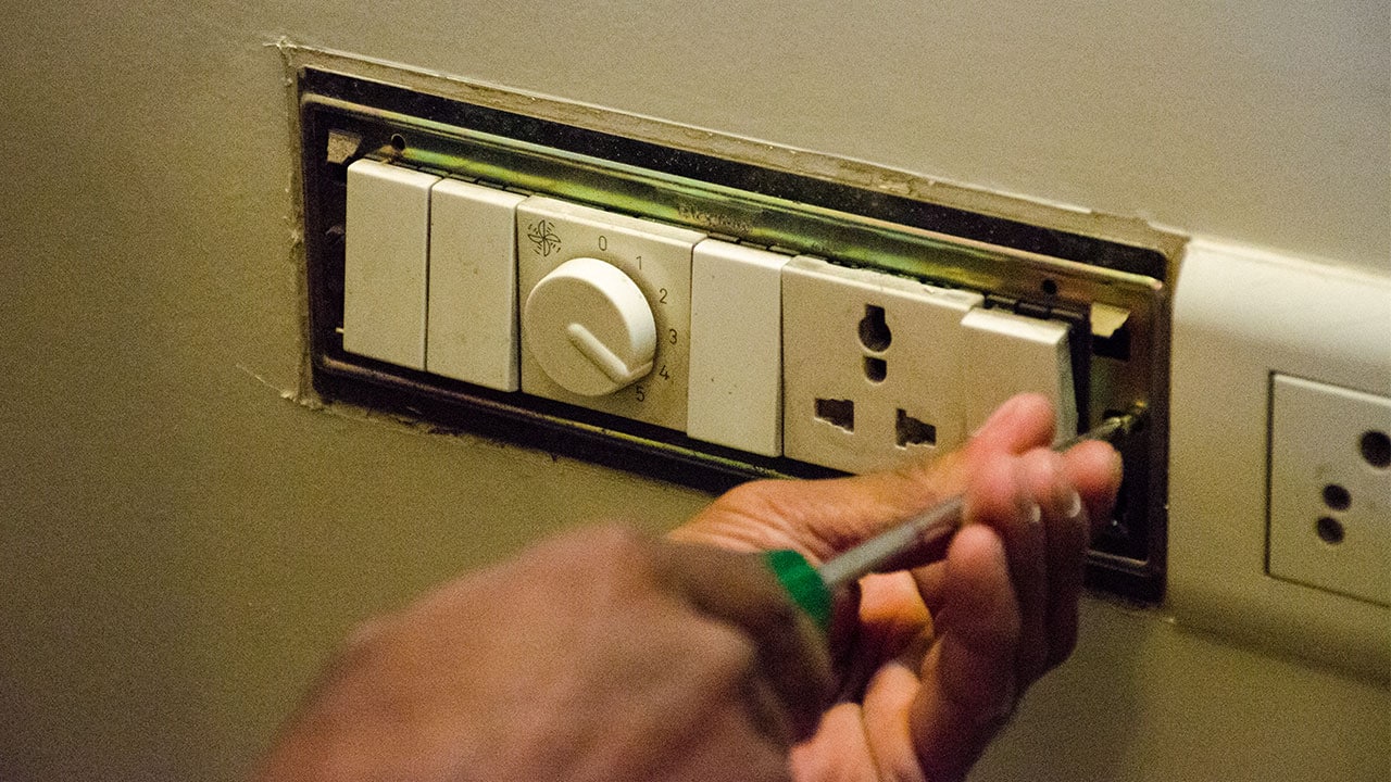 The switchboard was too congested with wires for the box to fit in. Image: Tech2