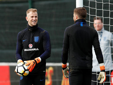 Soccer Football - England Training & Media Day - St. Georges Park, Burton Upon Trent, Britain - March 20, 2018 England's Joe Hart and Jack Butland during training Action Images via Reuters/Andrew Boyers - RC1EB8FD2870
