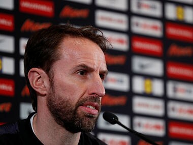 Soccer Football - England Press Conference - Steigenberger Airport Hotel, Amsterdam, Netherlands - March 22, 2018 England manager Gareth Southgate during the press conference Action Images via Reuters/John Sibley - RC180384AB20